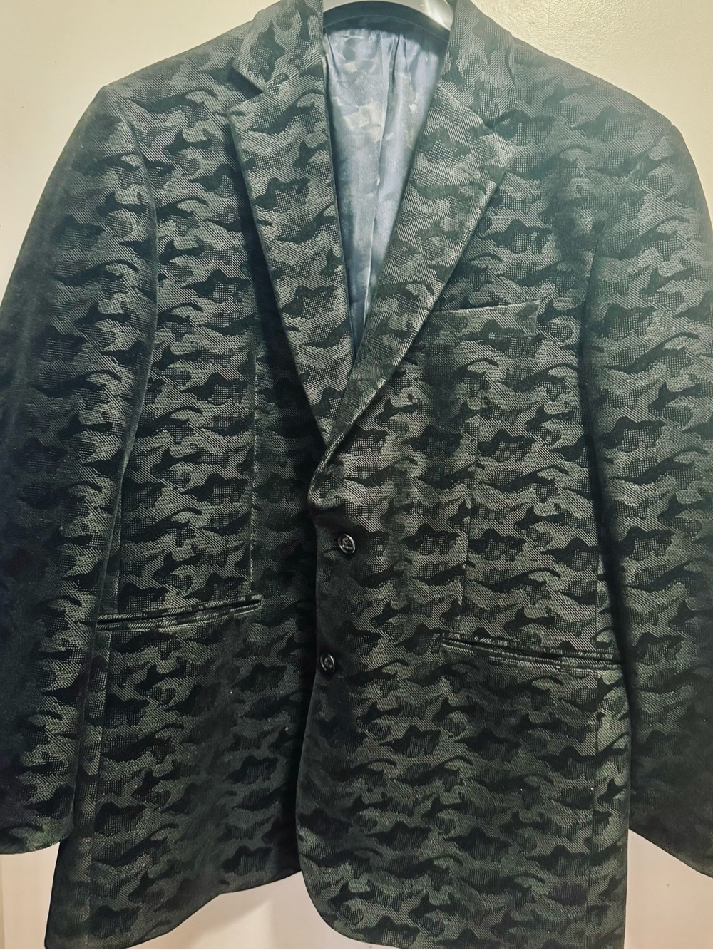 Robert Graham Deep Navy/Black Tonal Pattern Sport Coat Blazer like new - Size 46